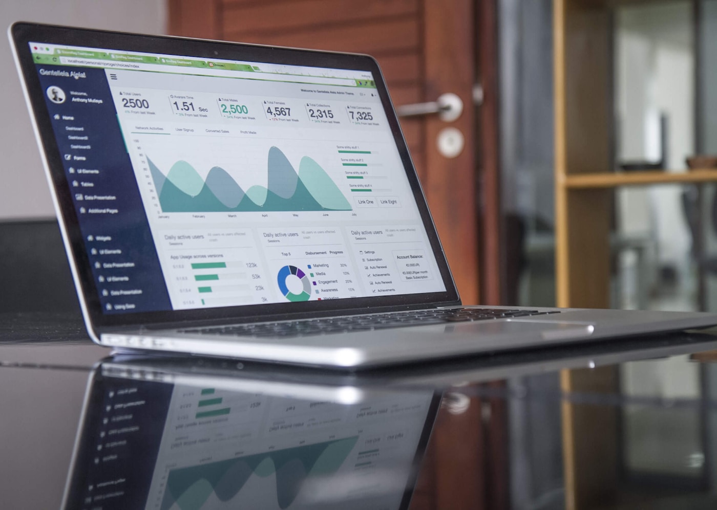 Professional reviewing personal finance control dashboard on desktop monitor at office desk